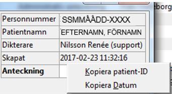 Efter dessa 30 dagar kan ljudfilen inte återskapas. Fortsätt senare (påbörjat men ej färdigt) - Ligger kvar i listan med status Ej färdigutskrivet (även namnet på vem som börjat skriva diktatet syns).