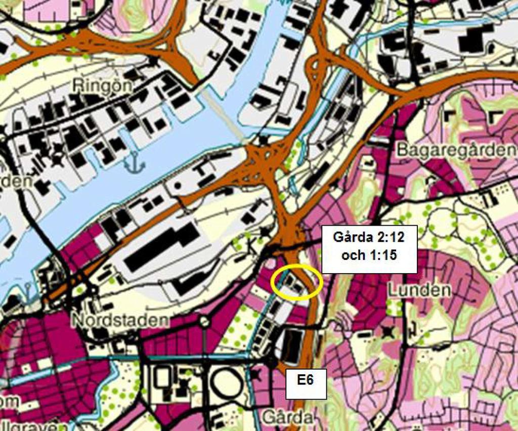 5 (43) 1. Inledning En detaljplan håller på att tas fram för fastigheterna Gårda 2:12 och 1:15 i Göteborg, se figur 1 för områdets läge.