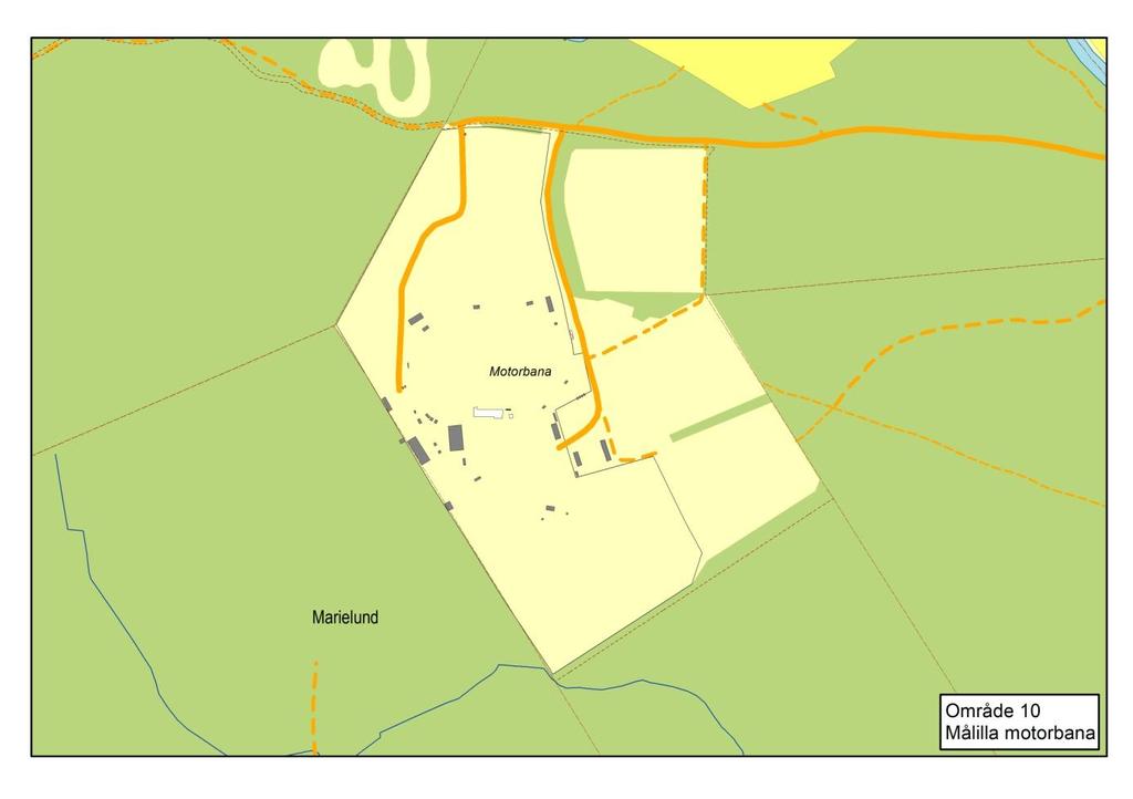 Bilaga 2 25 (30) Vatten- och avloppsplan 2018-05-28 10. Målilla motorbana Figur 11. Målilla motorbana är en anläggning för motorsport, som vid vissa tillfällen kan ta emot upp till 15 000 besökare.