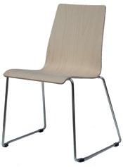 MIRKA Stapelbar stol med antingen fanér eller stoppad sits. Metallben med medar.