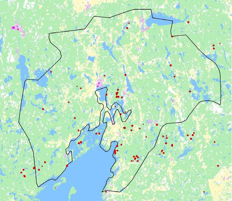 Projektområde och projektarbete För att beskriva egenskaper hos skyddsvärda skogar utifrån knnskattningar och annan landskapsinformation har 169 kända skyddsvärda skogsområden i länet valts ut.