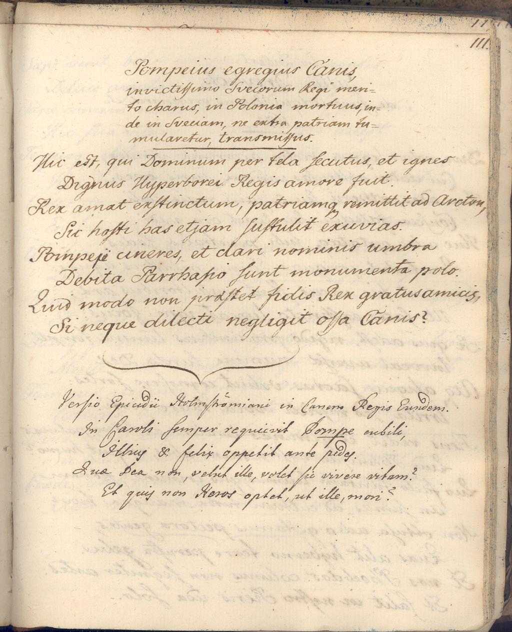 daniel möller Bild 1. Avskrift av Olof Hermelins latinska epitafium över Pompe, följt av poetens versio, översättning, av Israel Holmströms epitafium.