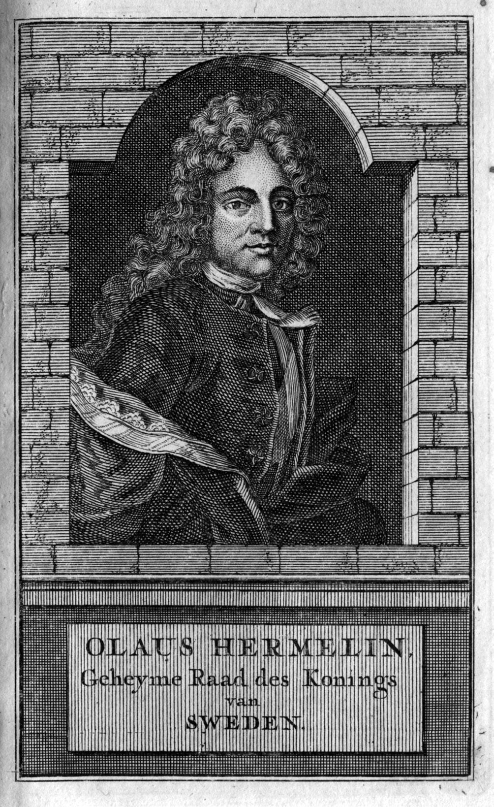 daniel möller Bild 2. Olof Hermelin. Kopparstick av okänd konstnär ur H. P. de Limiers, Histoire de Suede sous le regne de Charles XII, tryckt i Amsterdam 1721. och roats av.