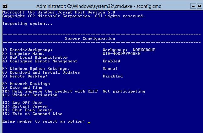 Windows server 2012 R2 core - ICT IP adress inställningar görs först och därefter ändrar vi datornamnet.