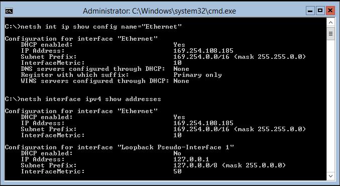 Windows server 2012 R2 core - ICT Ta fram IPv4 konfiguration med netsh netsh interface ip show config name= Ethernet (fungerar inte i Windows 2008 R2) netsh interface ip show