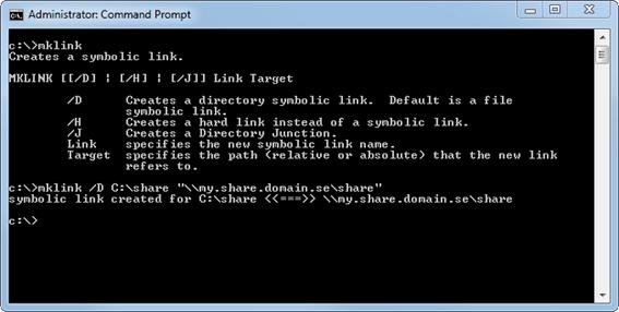 mklink /D C:\Share "\\my.share.domain.