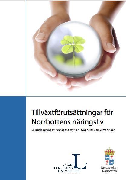 Ex: Tillväxtförutsättningar för Norrbottniskt näringsliv Försäljning av mogna produkter för kunder i den egna regionen. Mål 2020: fördubbla antalet anställda samt öka omsättningen 2,5 gånger.