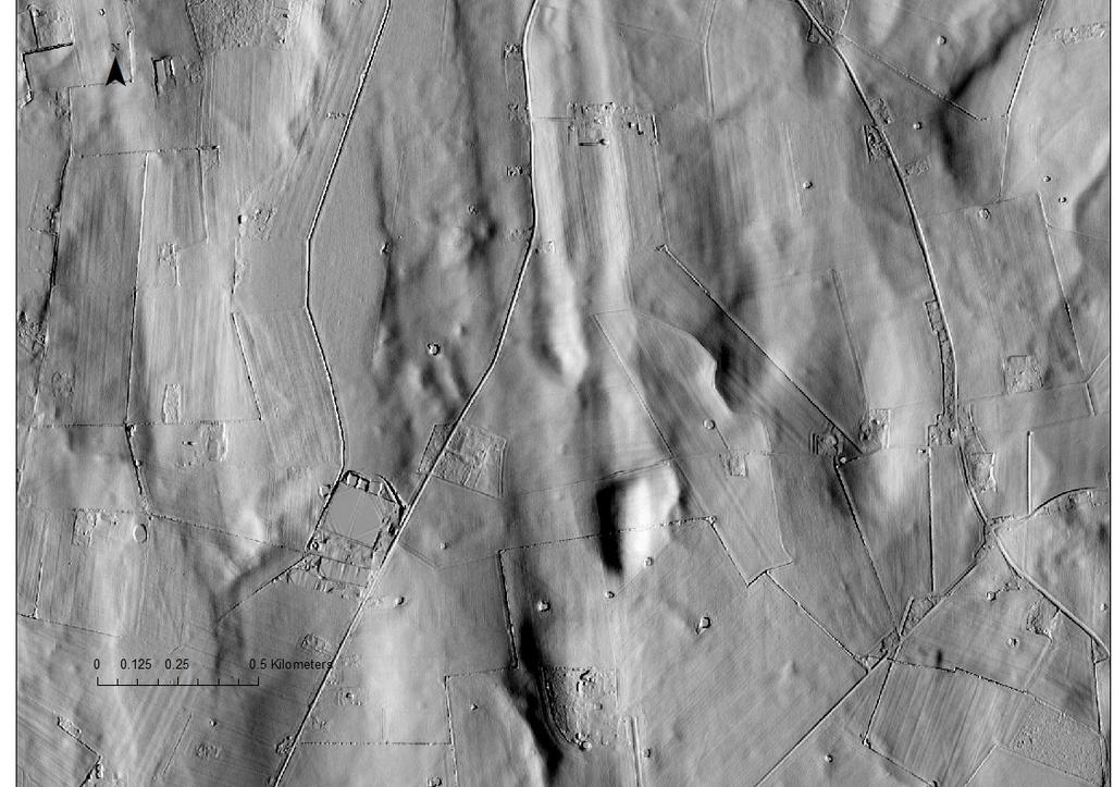 Fig. 10 Crag and tail landform på Söderåsen, för kartposition se Fig 6 (foto av markerad landform i Fig.