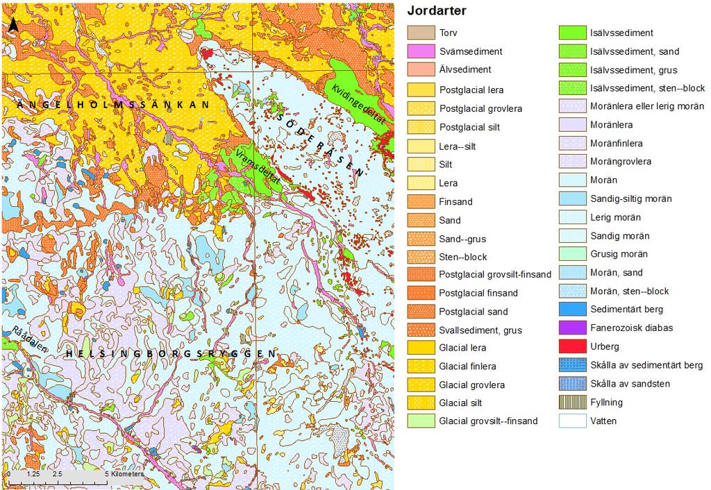 Under LGM gick isrörelseriktningen över undersökningsområdet från nordost mot sydväst, den så kallade Nordostframstöten (Houmark-Nielsen & Kjaer 2003).
