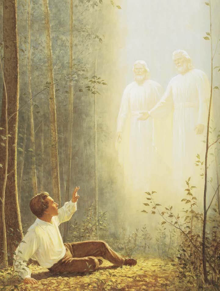 ÅTERSTÄLLELSEN Avsnitt 2 (10 minuter) Visa bilden Den första synen (Evangeliebilder, [2008], nr 90; se även LDS.org). Be en elev sammanfatta det som händer på bilden.