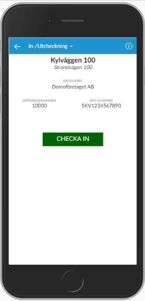 Personalliggare PP7 Mobile kan användas som enbart en personalliggare. I det fallet visas direkt efter inloggning de tillgängliga arbetsplatser man kan arbeta med.