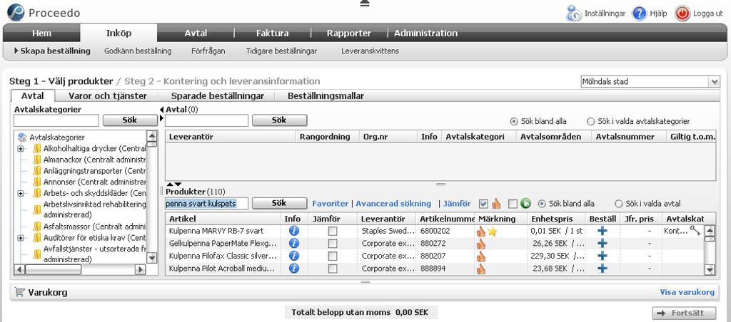 Om du söker enbart på en leverantör tappar du jämförbarheten med andra leverantörer i samma avtalskategori och kanske därför inte hittar de mest fördelaktiga priserna. 2.1.