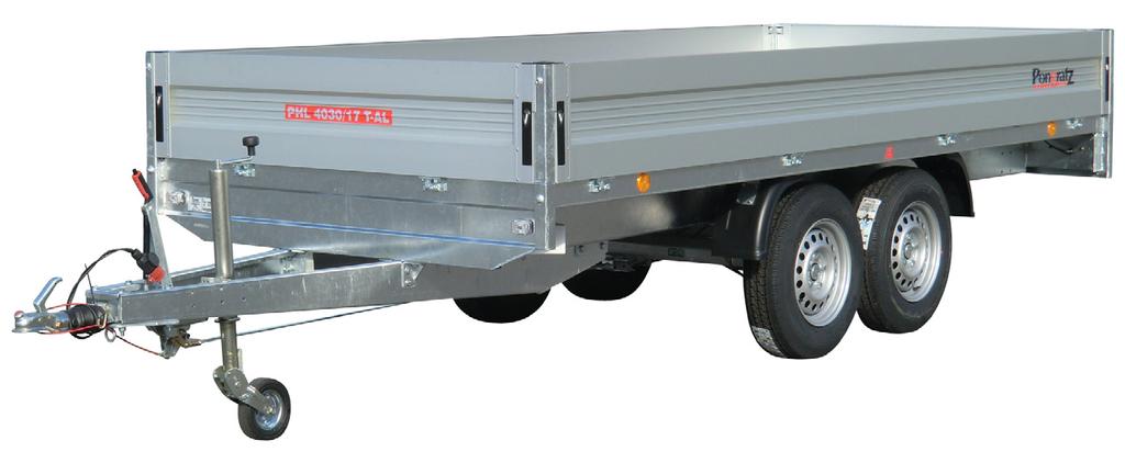Högbyggd trailer 2500 kg/3500 kg En robust trailer med helsvetsat varmgalvaniserat chassi med sidor i aluminium. Samtliga modeller levereras med automatiskt stödhjul samt avtagbara och fällbara sidor.