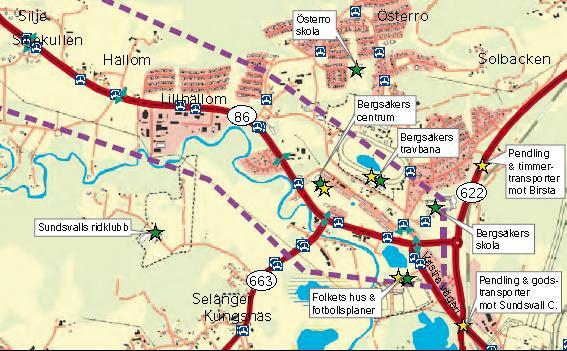 1.2 Eventuella kompletterande diagram, figurer eller kartbilder 1.3 Nuläge och brister Väg 86 är näst europavägarna den betydelsefullaste infarten till tätorten Sundsvall.