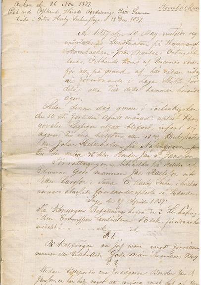 Detalj från 1708 års karta. Åker till hemmanet Stormbäcken. Den gula marken nr 10 var brukad åker detta år men den grå nr 10 låg i träda. Året därpå var det tvärtom.