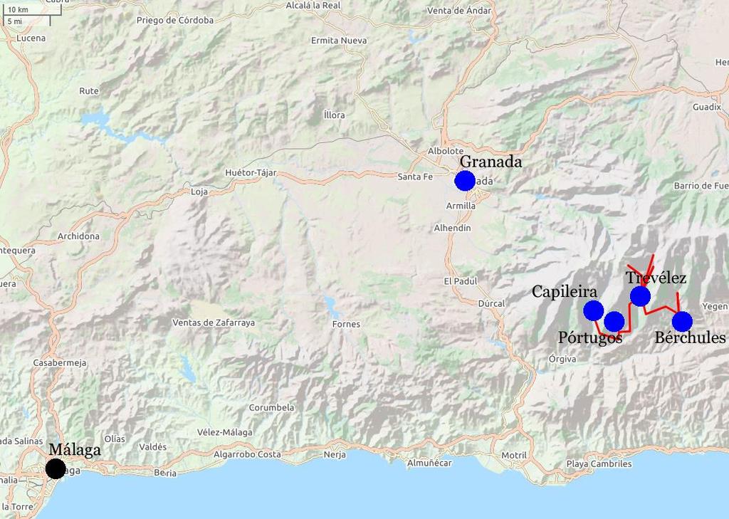 Granada & Las Alpujarras, Capileira - Bérchules, 7 nätter 7(7) Granada & Las Alpujarras Vandringen följer i huvudsak PR- och GR-leder, med vissa