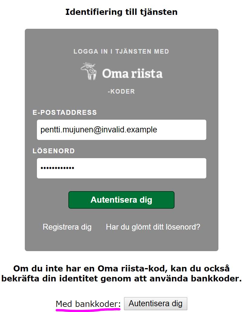 Autentisera/identifiera dig med dina Oma