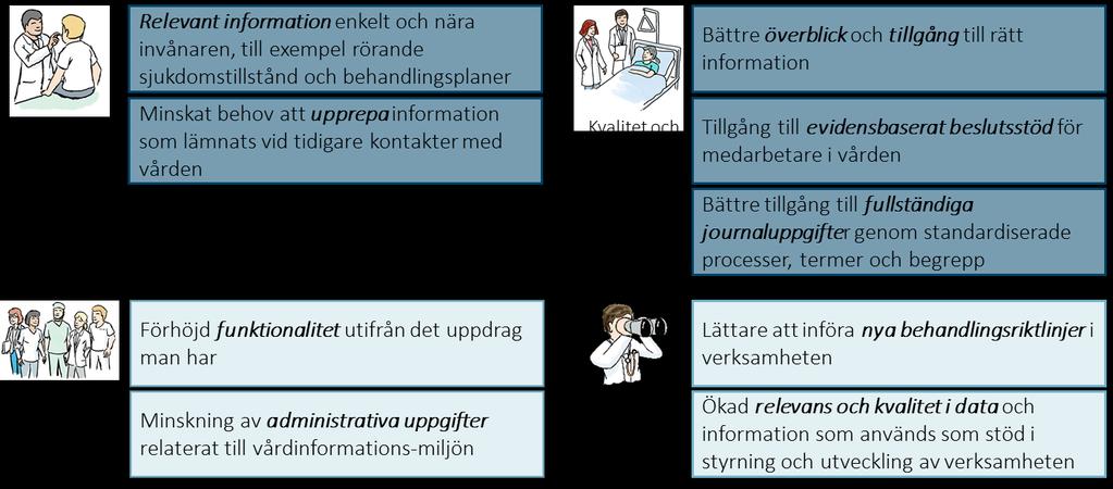 6 (20 3 Mål Effektmål Den nya vårdinformationsmiljön säkrar informationstillgången genom hela vårdkedjan och all patientinformation är samlad i en gemensam lösning.