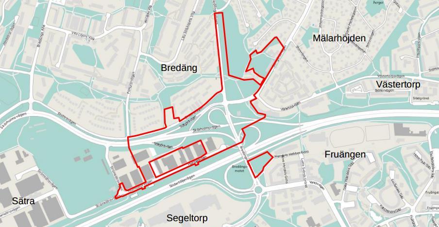 8 (57) 2. OMRÅDESBESKRIVNING I detta kapitel beskrivs planområdet samt dess närmaste omgivning. 2.1. Omgivningsbeskrivning Det aktuella planområdet är beläget i direkt anslutning till Södertäljevägen.