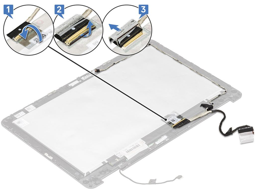 a b c d e Pekskärm bildskärmsenhet batteriet kåpan microsd-kort 4 Följ anvisningarna i När du har arbetat inuti datorn.