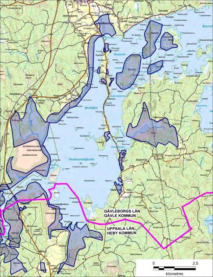 . Figur 7. Planerade ramområden för bekämpning av översvämningsmyggor vid Ålbo, Hedesunda, Hadeholm och Dalkarlsbo (Gävle kommun, Gävleborgs län) samt Sälja (Heby kommun, Uppsala län) under 2018.
