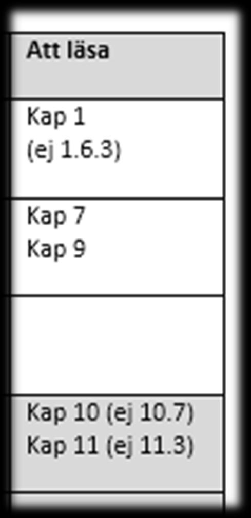 Kursboken (3) Detaljerad läsanvisning finns i