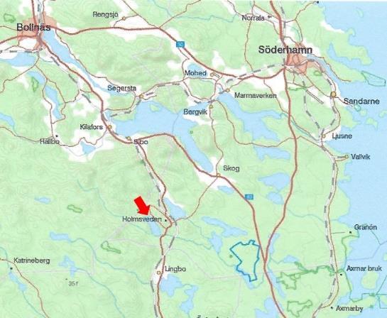 Fig. 99. Fyndplatsen för rombyxan från Hemstanäs, Hälsingland (karta: Fornsök, RAÄ). Fig.