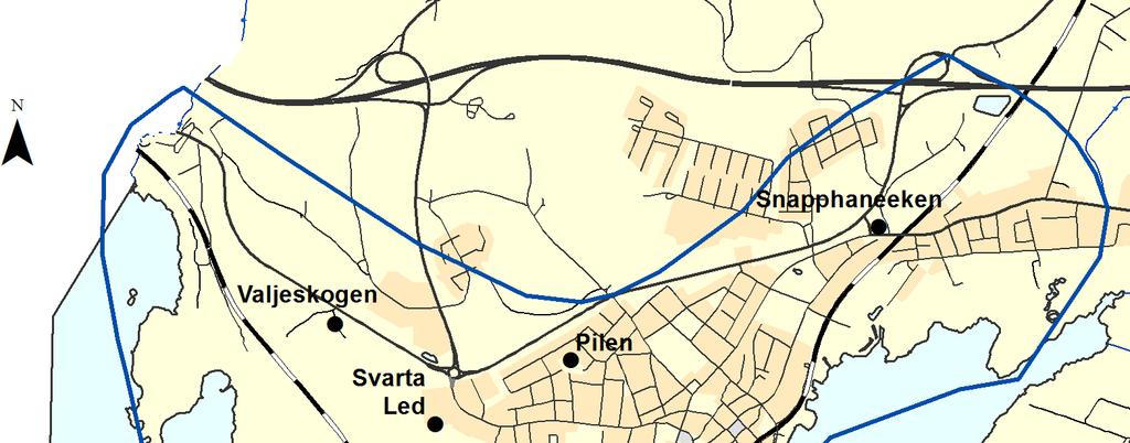 11 Figur 8. Simulerat gemensamt påverkansområde (avsänkning 0,3 m) vid nollalternativets uttag (1 857 120 m 3 /år).