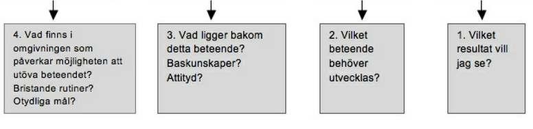 Har du beskrivit dessa beteenden tydligt behöver man analysera dem (3) hos varje individ/grupp för att se vad orsaken är till att beteenden som idag förekommer inte är de önskvärda.