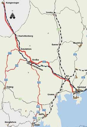 REGIONAL SYSTEMANALYS VÄRMLAND 2017 Regionalt stråk (Kongsvinger)-Charlottenberg-Arvika- Kil-Karlstad Beskrivning Stråket binder ihop de västra delarna av Värmland med Norge och med Karlstad.