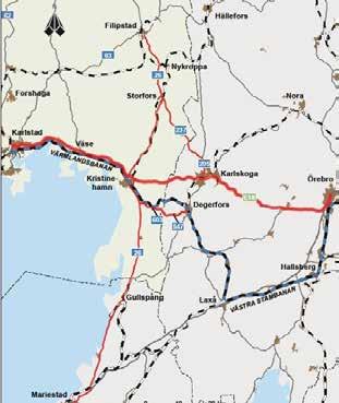 REGIONAL SYSTEMANALYS VÄRMLAND 2017 Regionalt stråk Örebro-Karlskoga-Kristinehamn- Karlstad Beskrivning Stråket knyter ihop Värmland med Örebro län och möjliggör vidare transport österut.