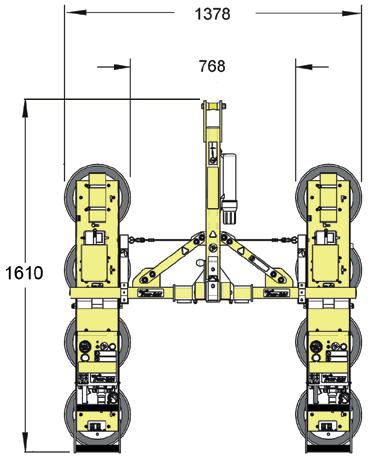 inklusive 2st powrgrip vakuumlyftare Höjd Bredd Bredd mellan vakuumlyftare Rotation /