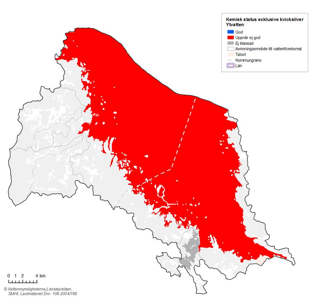 Figur 4. Kemisk status i ytvatten exklusive kvicksilver. 1.