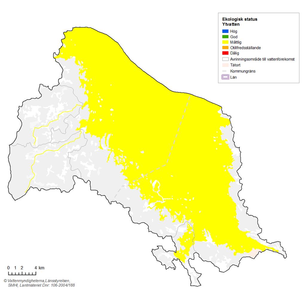 Sladaån och Böleån har båda måttlig ekologisk status på grund av fysisk påverkan i och kring vattendragen i form av markavvattning och grävning.