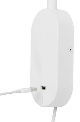 Vägglampan har även tillgång till USB-laddning. Flexarm Art.nr B1449LV Art.nr B1449LGRA Art.