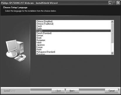 SV Installation Installera WebCam-programmet Den medföljande programvaran fungerar endast i datorer med operativsystem Microsoft Windows 98SE, ME, 2000, XP och Vista.. OBS!