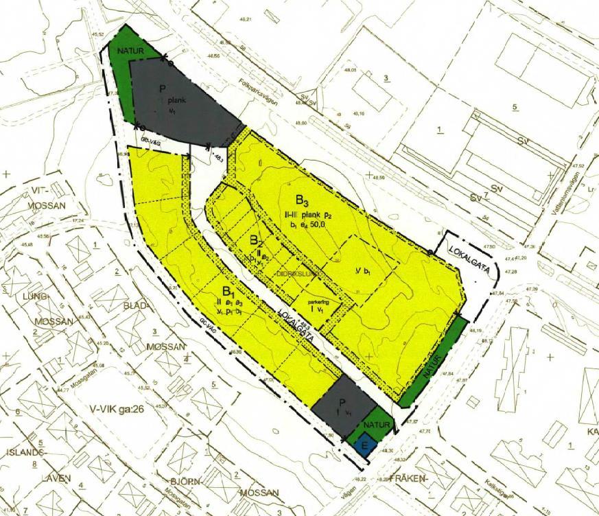Utdrag ur gällande detaljplan från 2013. Förutsättningar I Didrikslund finns ett område som är utpekat för radhusbebyggelse, fastigheten Didrikslund 2.