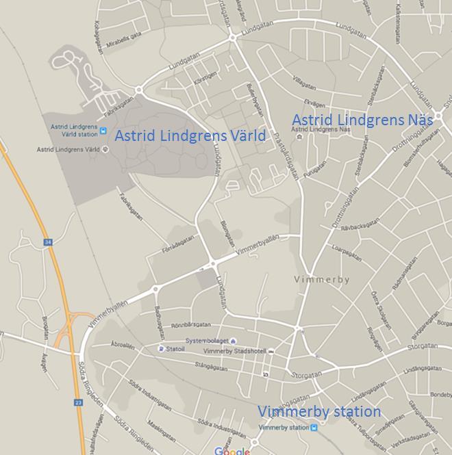 3.1.4. Astrid Lindgrens värld (ALV), Vimmerby Vimmerby är beläget cirka 100 km söder om Linköping i Kalmar län. Vimmerby kommun har drygt 15 000 invånare.