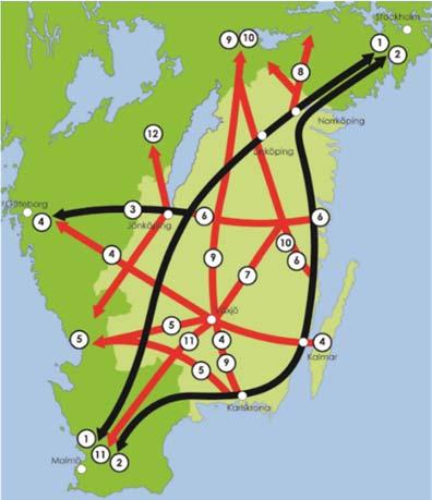 Godstransportstråken är definierade utifrån en sammanvägd bedömning av befintliga godstransportflöden, större basindustrier, främst inom skogsnäringen, samt de system av hamnar och terminaler som