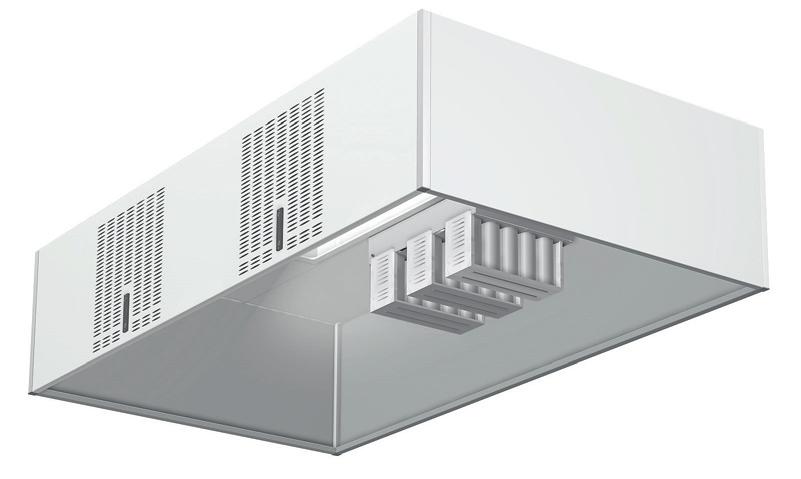 rensning av frånluftskanaler Sidor i rostfri stålplåt eller laminatglas Infälld belysning T i täthetsklass IP Tillbehör: UV-ljusrening och brandsläcksystem Funktion Friskluft tillförs köket via