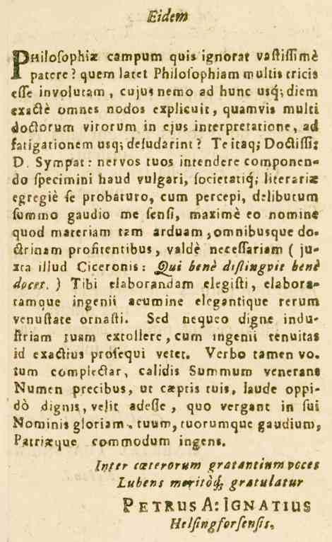 F.iH». PHilofophiac campum quis ignorat vaftiffimi K patere?