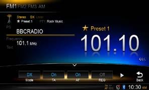 10. RADIOFUNKTIONER Välja inställning för att lyssna på radio Tryck och håll ned [ MENU ALL (MENY - ALLA) ]-knappen tills huvudmenyn öppnas och välj sedan [Tuner (Inställning)] för att komma till