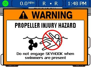 Avsnitt 6 - Miljö och nvigering Skyhook rekommenders inte för dockningsåtgärder eller när det finns personer i vttnet.