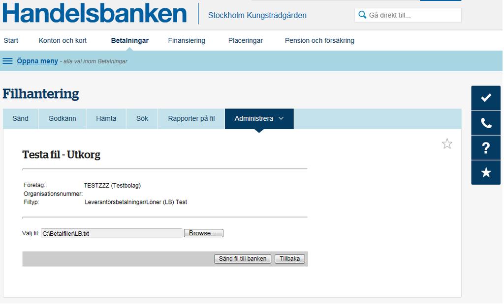 Sända fil i Handelsbankens Internettjänst Företag - PDF Free Download