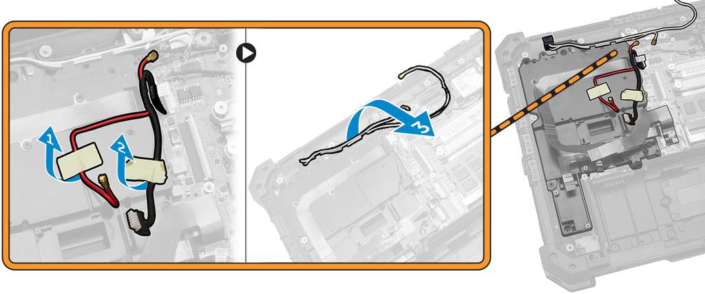 Installera modulen för globalt positioneringssystem (GPS) 1. Fرr in GPS-modulen i kortplatsen och tryck ned spتrren شs att den sitter fast. 2. Anslut kablen till kontakten شp GPS-modulen. 3.