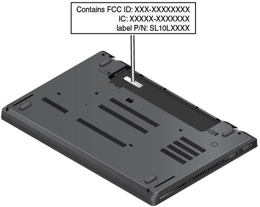 IC-certifieringsnumret för just den trådlösa modul som har installerats av Lenovo. Anm: Ta inte bort och byt inte ut den trådlösa modulen på egen hand.