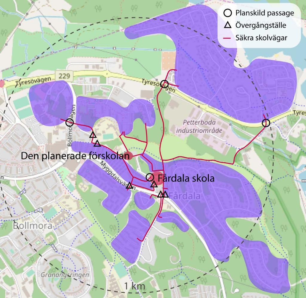 24 13. Kommunicera säkra gång- och cykelvägar till skolan För att uppmuntra gång och cykel som transportsätt till skolan tas en karta med rekommenderade vägar fram.