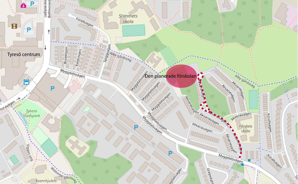 1 1. Inledning 1.1 Utredningsområdet Området som utreds är Akvarievägen i Tyresö kommun. Akvarievägen är belägen cirka 10 minuters promenad öst om Tyresö centrum (Figur 1-1).