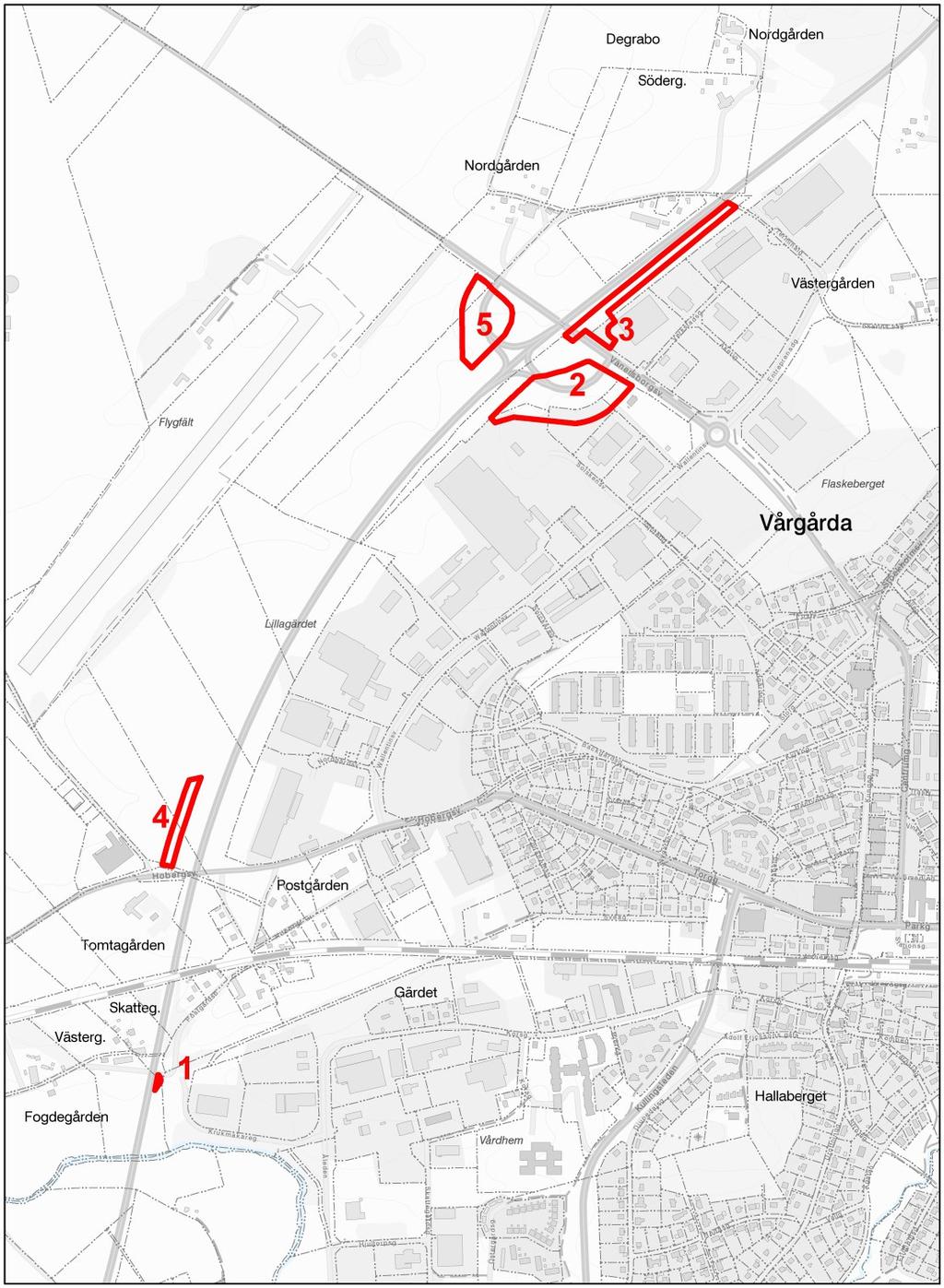 5(8) Orienteringskarta. Delområde 1 5 Gällande detaljplan Skövde Mellomgården 3:5 m.fl., laga kraft 1987-11-13.