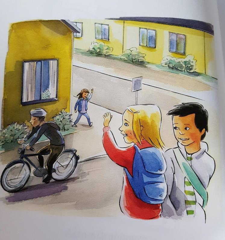 27 Nedan följer ett exempel från kapitel 2 i läseböckerna, med efterföljande text som hör till bilden. Bild 6. Från kapitel 2. Finns endast i böckerna 1a och 1b.